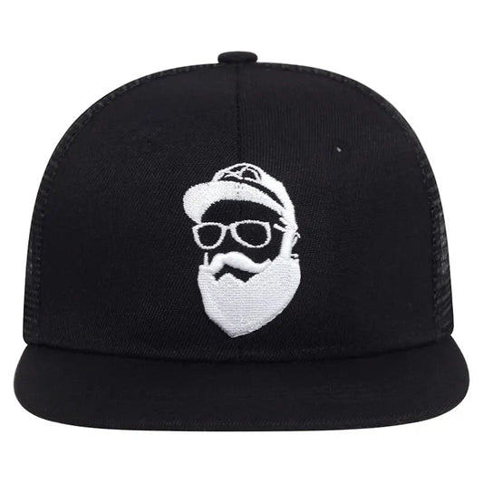 Unisex Uncle Beard Embroidered Hip-Hop Net Hat